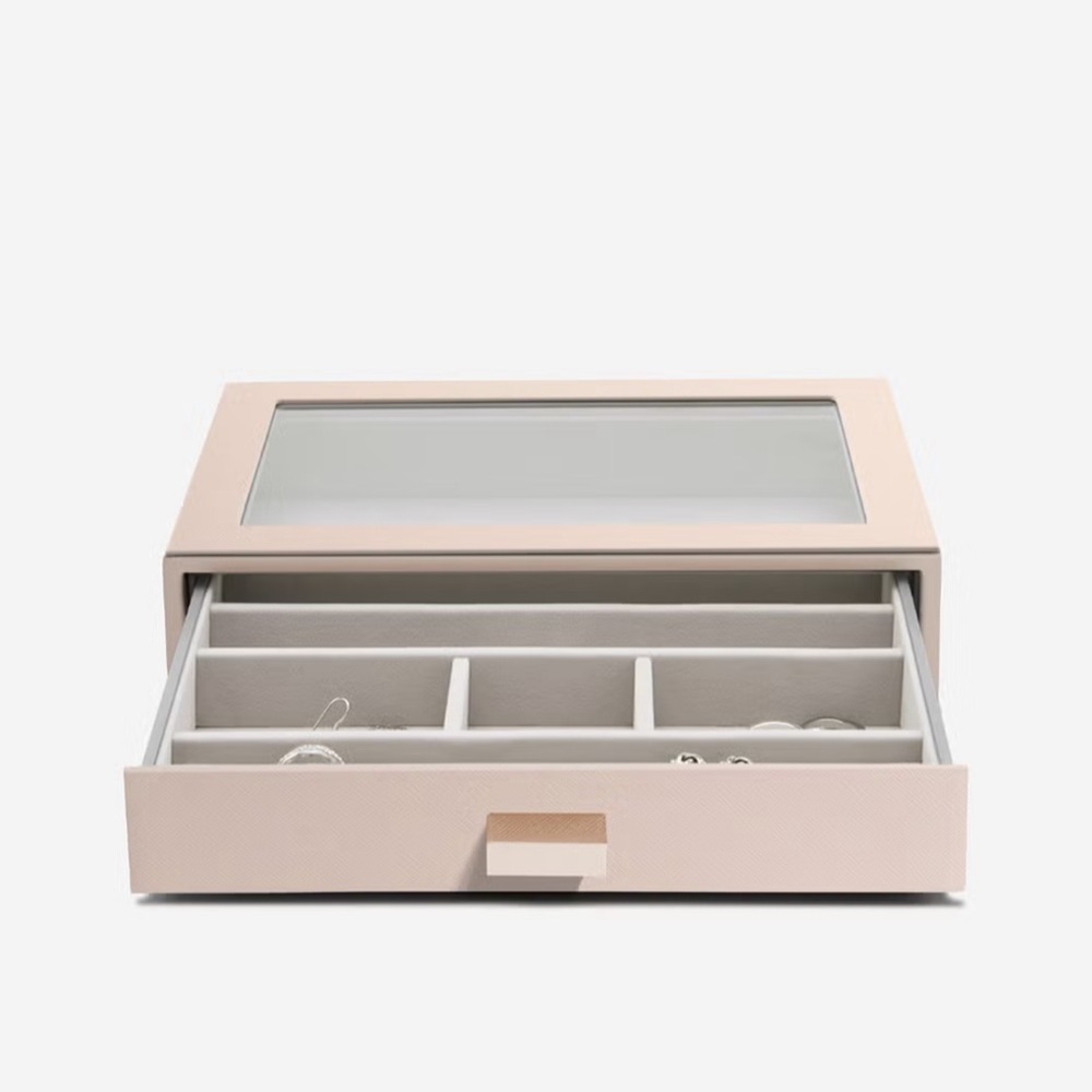 Stackers classic Glass lid drawer in blush-Jewelry Organizer